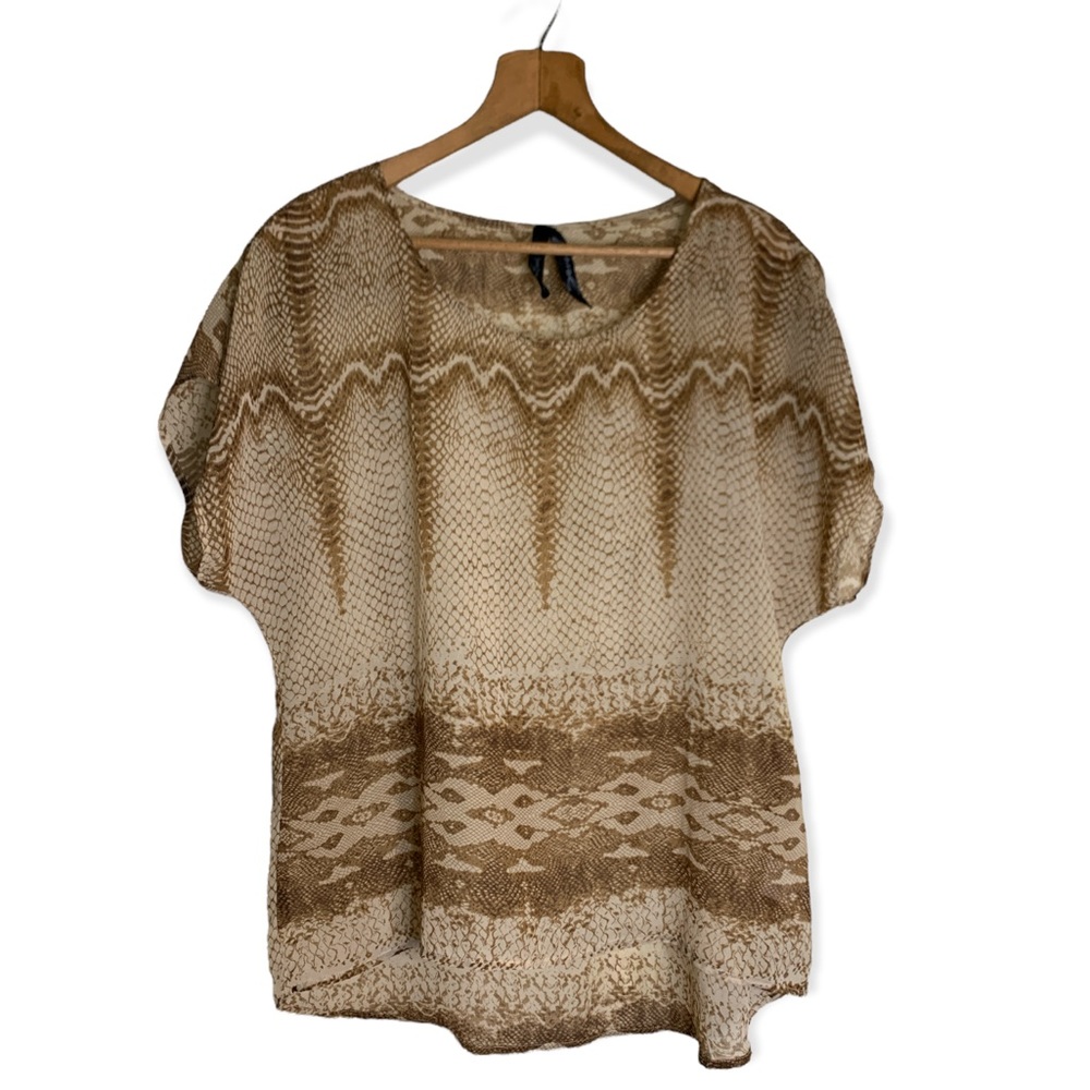 7 For All Mankind Snake Print Sheer Top